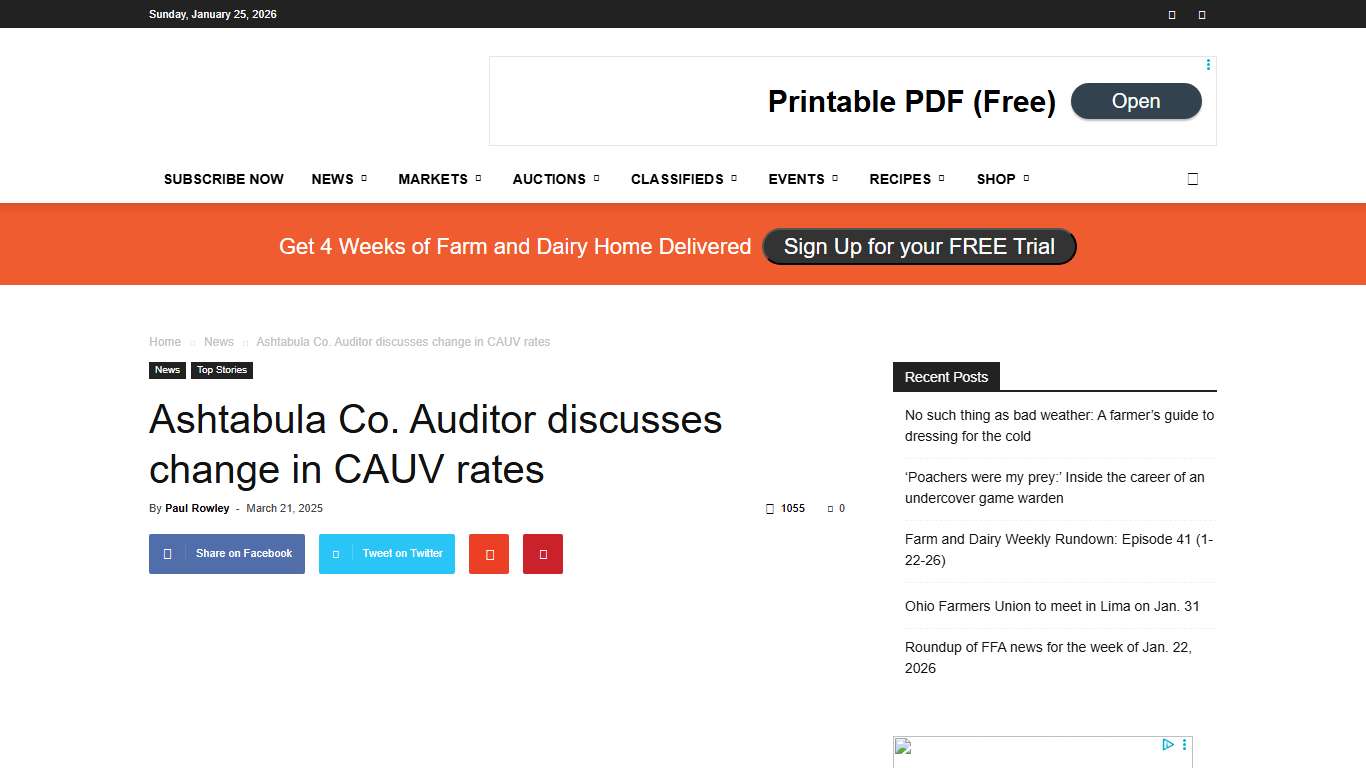 Ashtabula Co. Auditor discusses change in CAUV rates