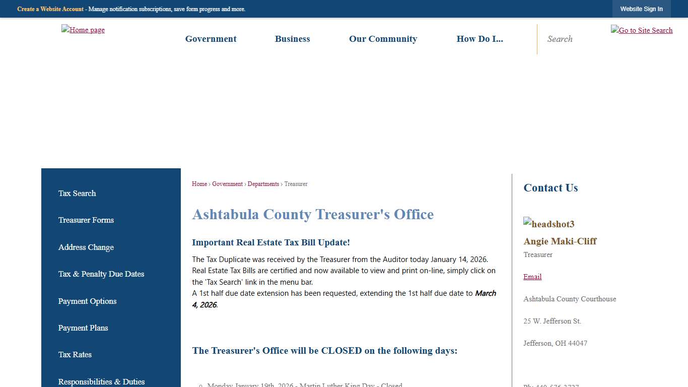 Ashtabula County Treasurer's Office Ashtabula County, OH - Official Website
